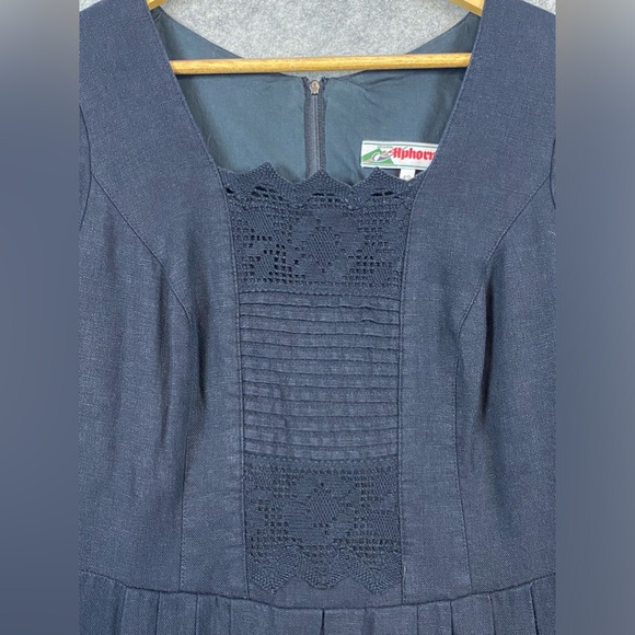 Alphorn Vintage Dress Size EU42/US10 Black Linen Blend Maxi‎ Austria Whimsygoth - Picture 3 of 16